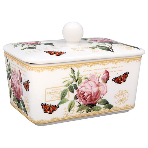 L&P Fine China Butter Dish - Redoute Rose