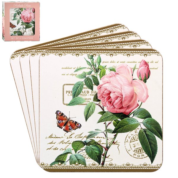 L&P Coasters A Set Of 4pcs - Redoute Rose