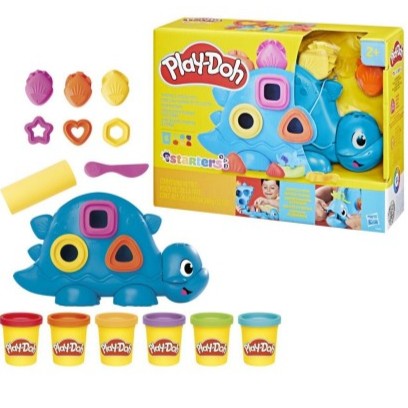 Play-Doh Shapes & Colors Dino Starter Set, Tactile Sensory Play Dinosaur Toys for Kids 2+, 11 Accessories