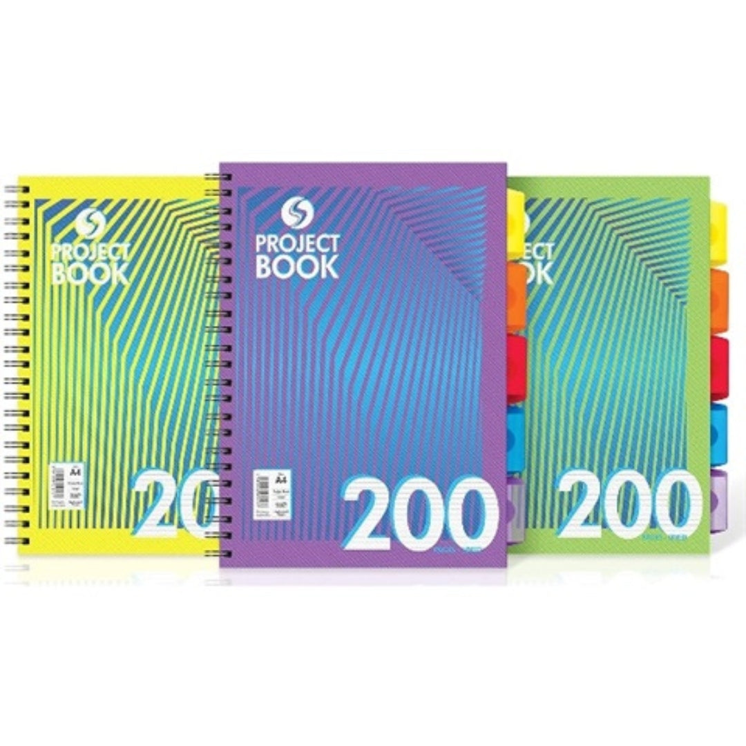 A5 Silvine - Side-Spiral Lined Project Book With Dividers 200pgs x 1pc Assortment