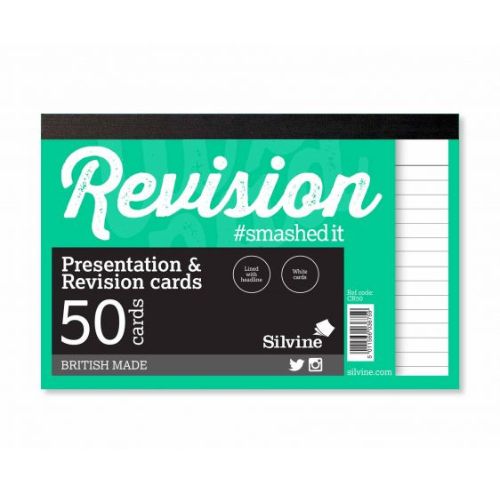 Silvine Revision 50 Cards - White/Ruled