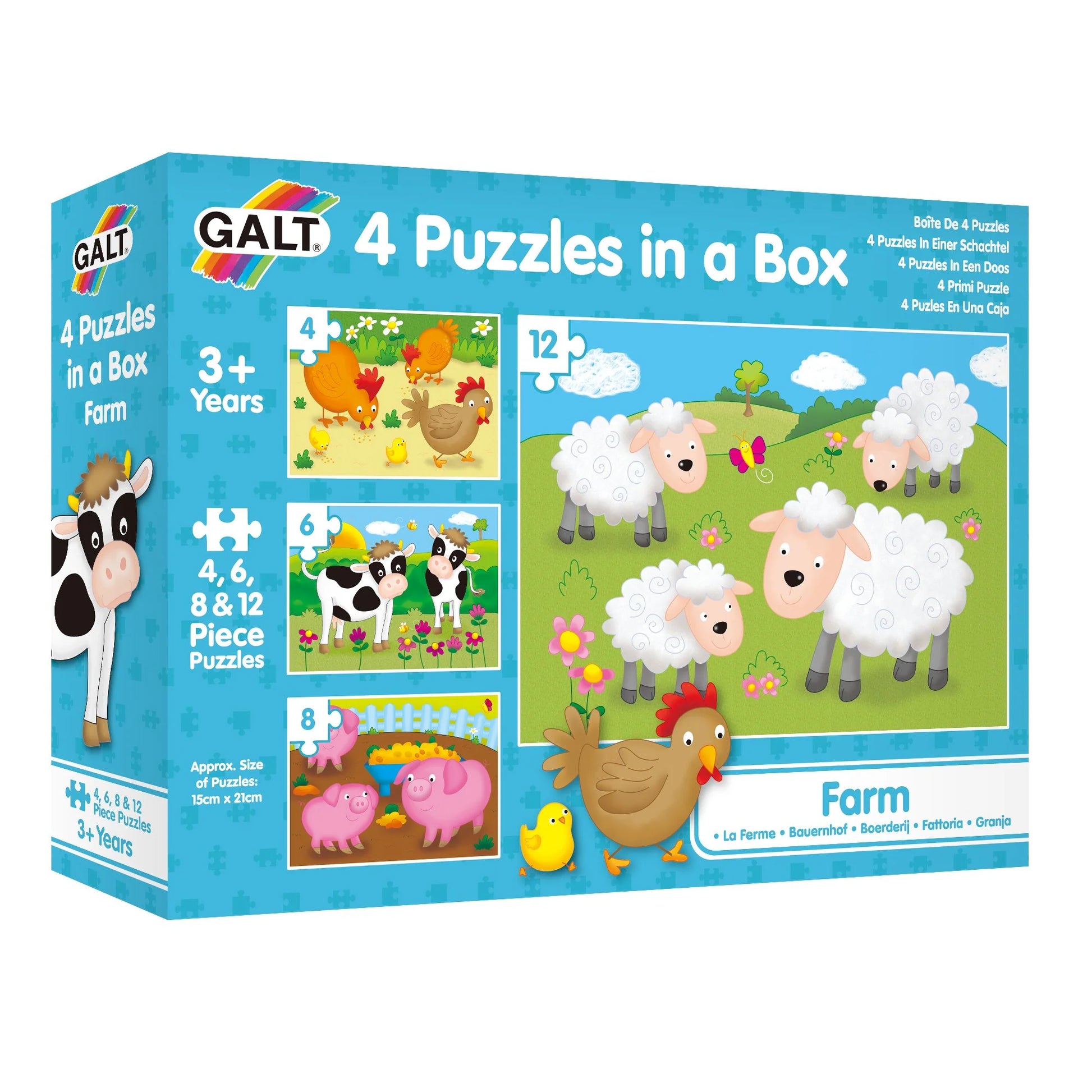 Galt 4 Puzzles in a Box - Farm 3yrs+