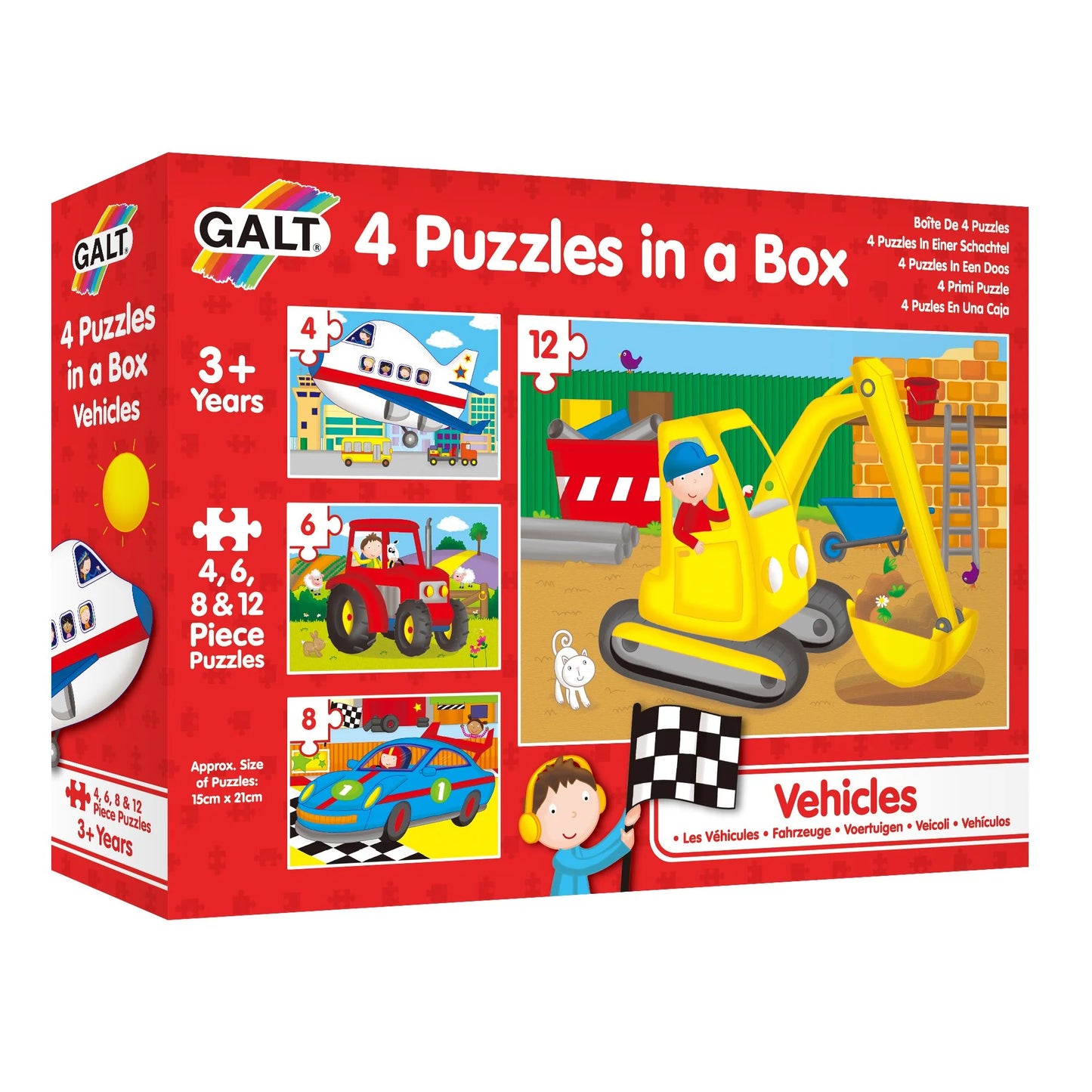 Galt 4 Puzzles in a Box - Vehicles 3yrs+