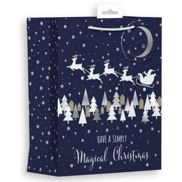 Christmas Gift Bag Small 25 x 21cm Midnight Santa Landscape