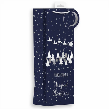 Christmas Gift Bottle Bag 36 x 12cm Midnight Santa