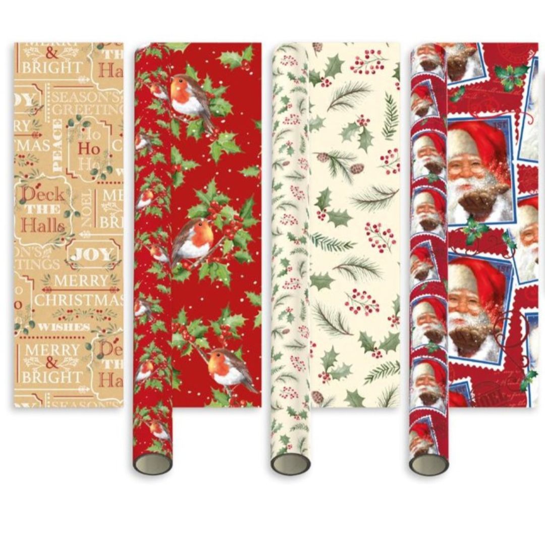 Giftmaker Christmas Wrapping Paper 69cm x 7m Traditional x 1pc Assortm