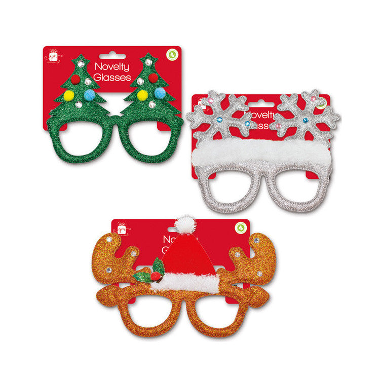 Christmas Novelty Glasses x 1pc Assortment