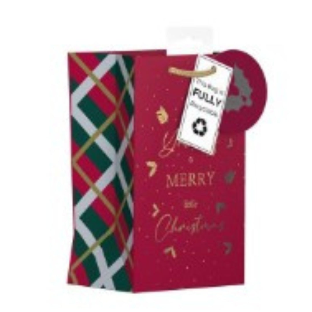 Giftmaker Christmas Bag Small 20 x 13cm - Red Merry Christmas