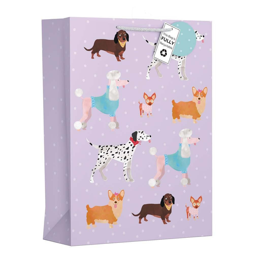 Giftmaker Gift Bag Dogs Purple Small 26.5 x 21.5cm