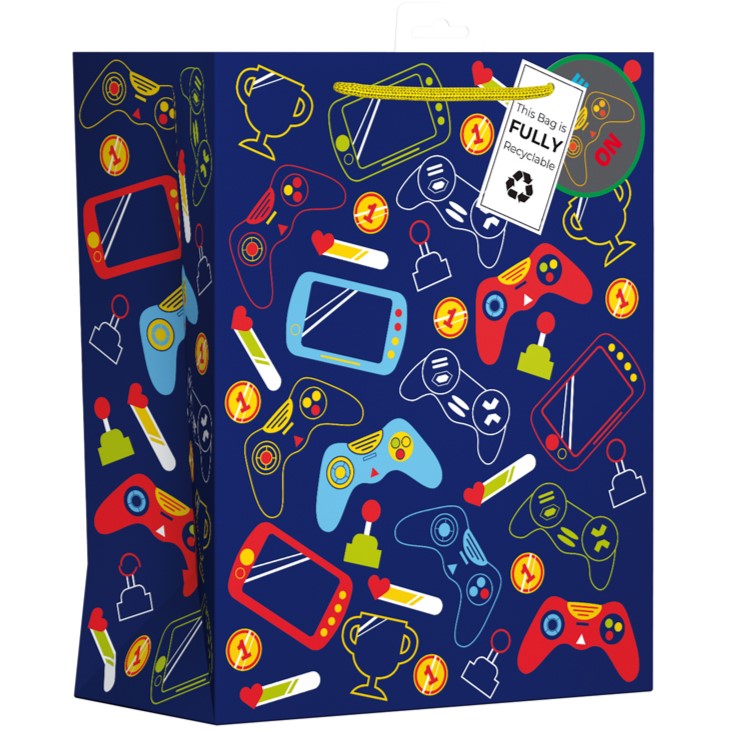 Giftmaker Gift Bag Blue Gamer Large 46 x 33cm