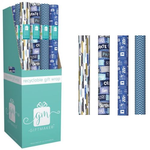 Giftmaker Gift Wrapping Paper Roll 69cm x 3m - Men x 1pc Assortment