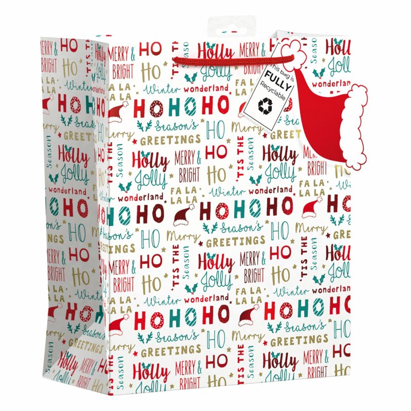 Giftmaker Christmas Bag Medium 33 x 26cm - Merry Christmas Text