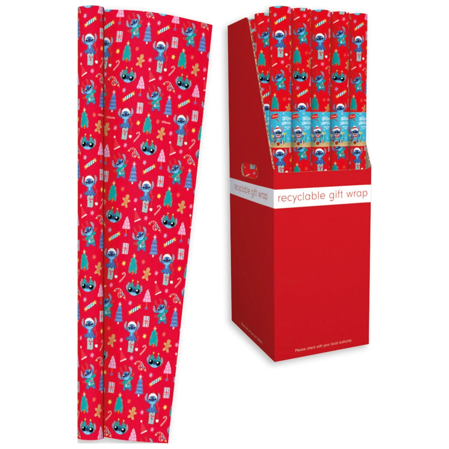 Disney Christmas Wrapping Paper Roll 0.69 x 2m - Stitch