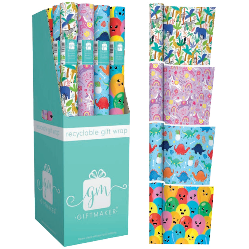 Giftmaker Gift Wrapping Paper Roll 0.69 x 3m - Kids x 1pc Assortment