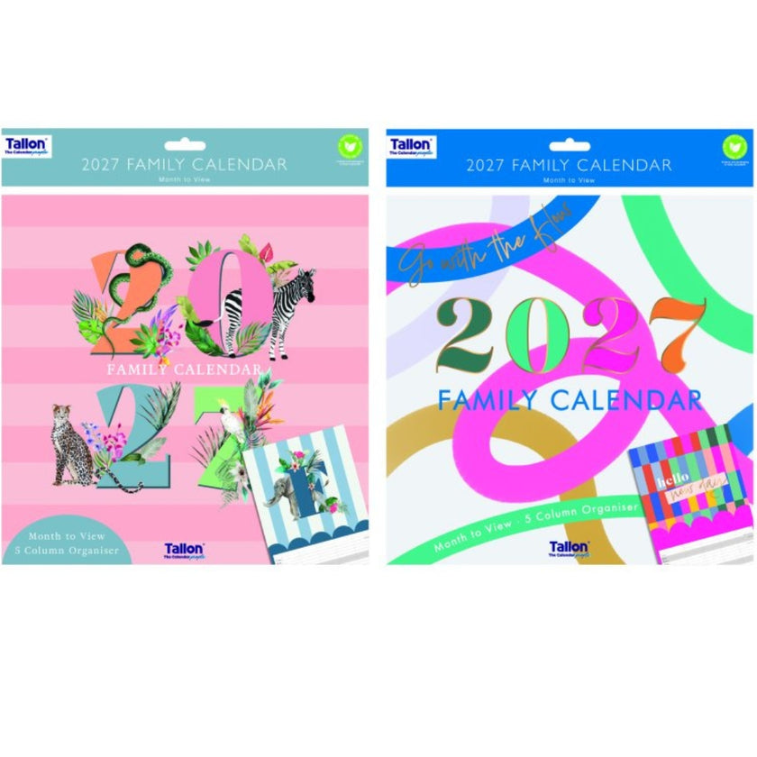 Square Tallon Family Calendar - 2027 - Animals & Quotes x 1pc Assortment