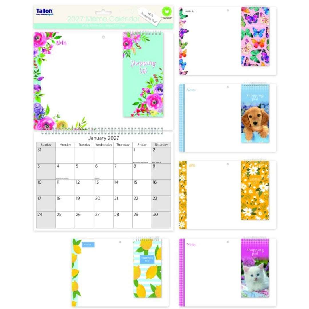 Tallon Memo Calendar With Shopping Pad & Pen - 2027 x 1pc Assortment