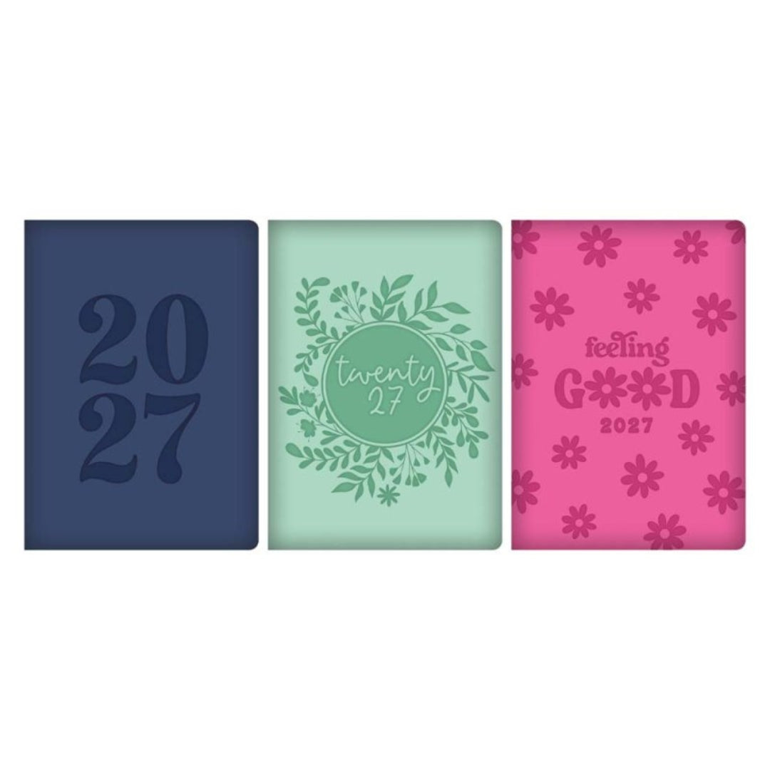 A5 Tallon Diary Week To View - 2027 - Bright Embossed PU x 1pc Assortment