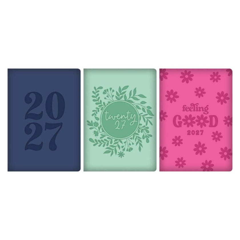 A5 Tallon Diary Week To View - 2027 - Bright Embossed PU x 1pc Assortment