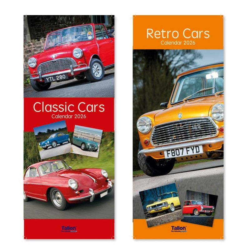 Tallon Calendar Super Slim 2026 - Classic & Retro Cars x 1pc Assortment