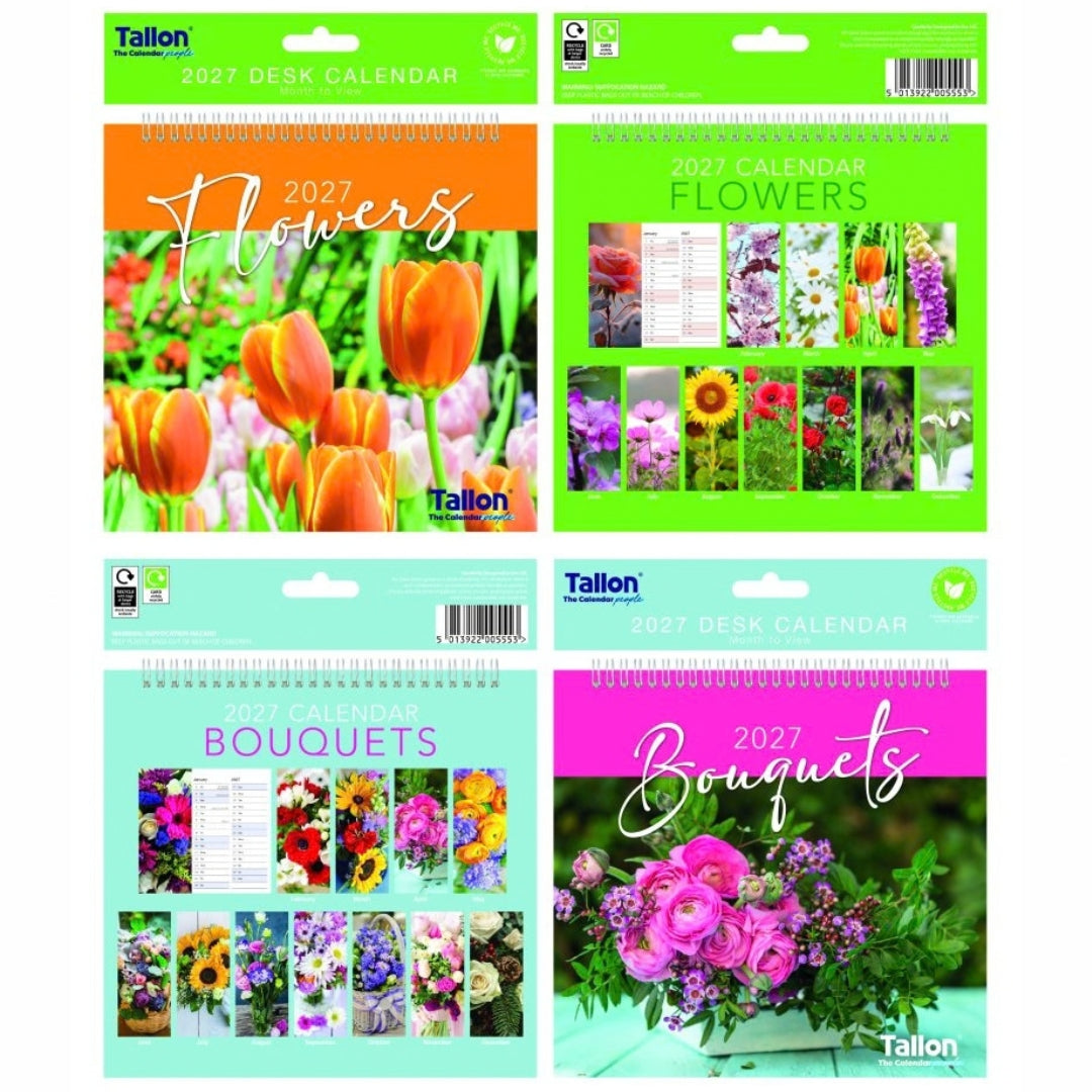 Tallon Desk Calendar - 2027 - Bouquets & Flowers x 1pc Assortment