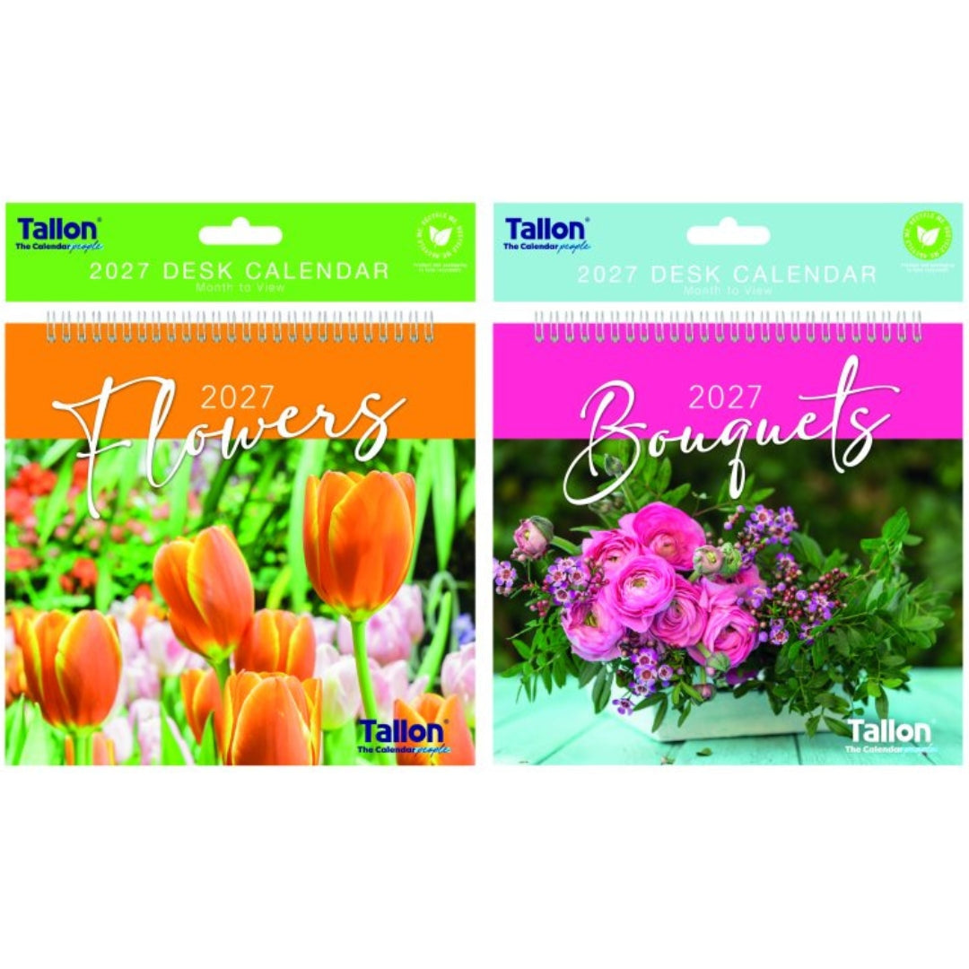 Tallon Desk Calendar - 2027 - Bouquets & Flowers x 1pc Assortment
