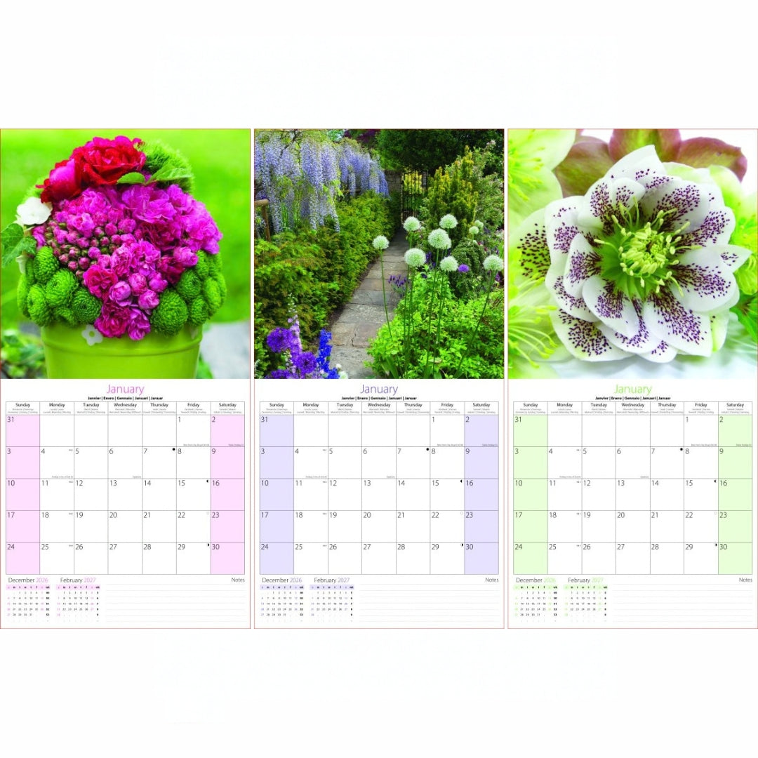 Square Tallon Calendar - 2027 - Bouquets, Flowers & Gardens x 1pc Assortment