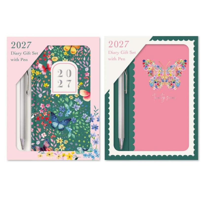 Slim Tallon Diary Week To View & Pen Gift Set - 2027 - Butterfly x 1pc Assortment
