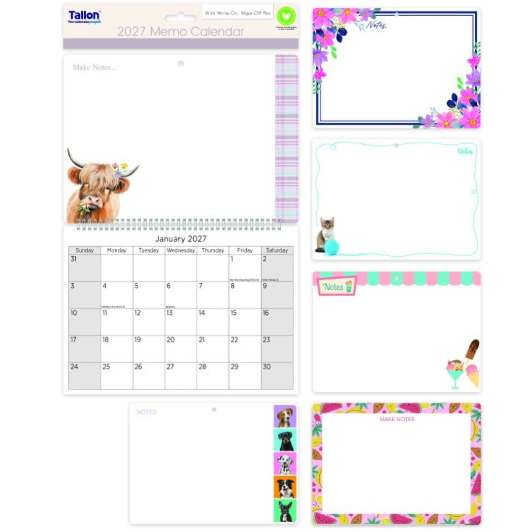 Tallon Memo Calendar & Pen - 2027 x 1pc Assortment