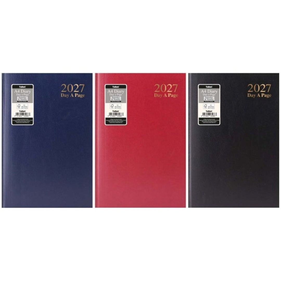 A4 Tallon Diary Day A Page - 2027 - Casebound Value 7 Days x 1pc Assortment
