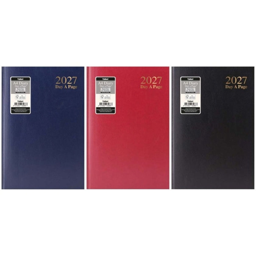 A4 Tallon Diary Day A Page - 2027 - Casebound Value 7 Days x 1pc Assortment