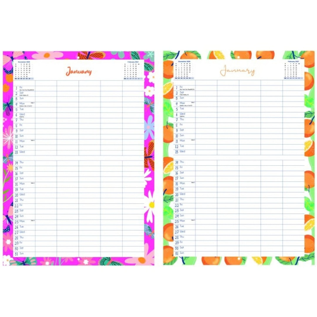 A3 Tallon Family Calendar - 2027 - Cherries & Butterflies x 1pc Assortment