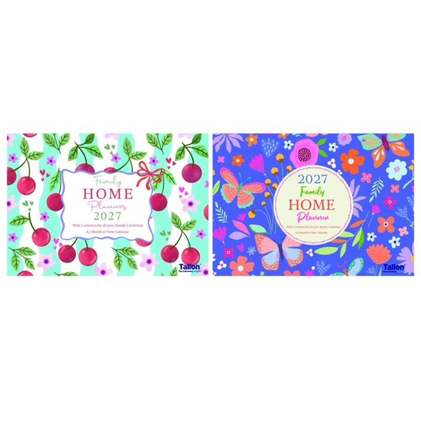 A3 Tallon Family Calendar - 2027 - Cherries & Butterflies x 1pc Assortment