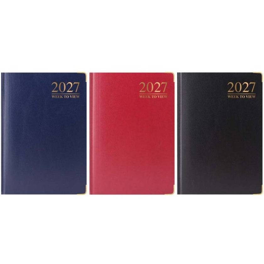 A5 Tallon Diary Week To View - 2027 - Padded Casebound Gilt x 1pc Assortment