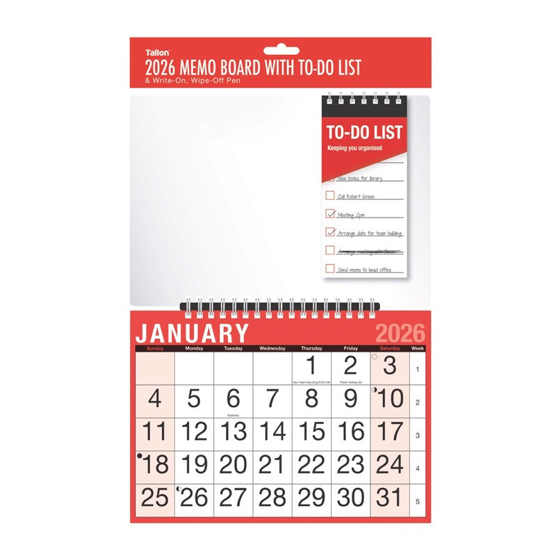 Tallon Memo Calendar 2026 & To-Do List