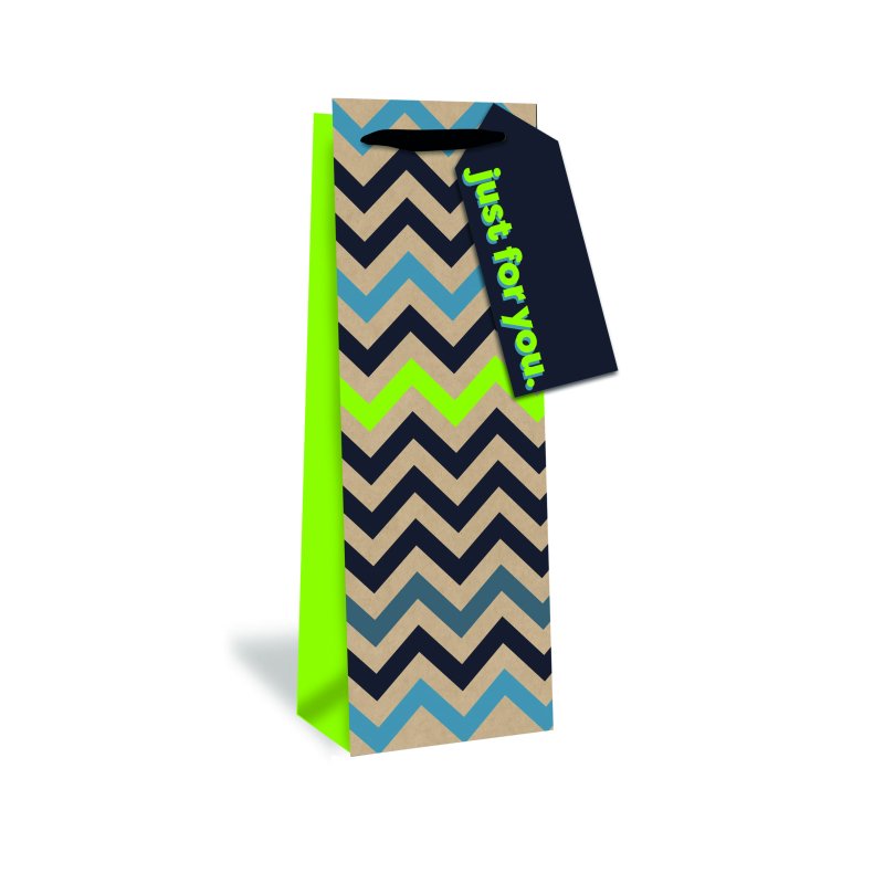 Giftmaker Gift Bottle Bag Party 36 x 13cm Zig Zag