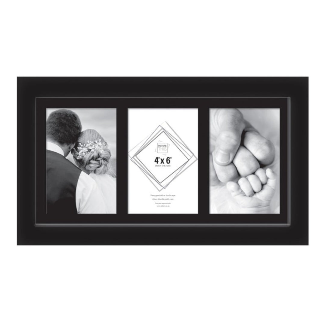 Tallon 3 Aperture Photo Frame - 10 x 15cm - Black