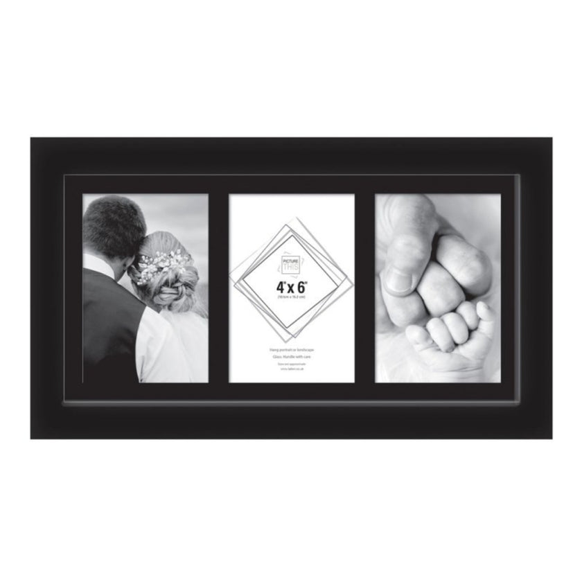 Tallon 3 Aperture Photo Frame - 10 x 15cm - Black