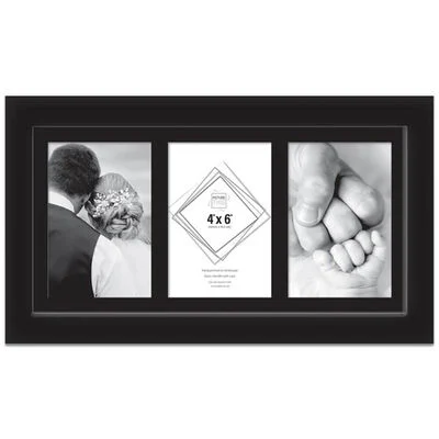 Black 3 Aperture Photo Frame: 10.1cm x 15.2cm