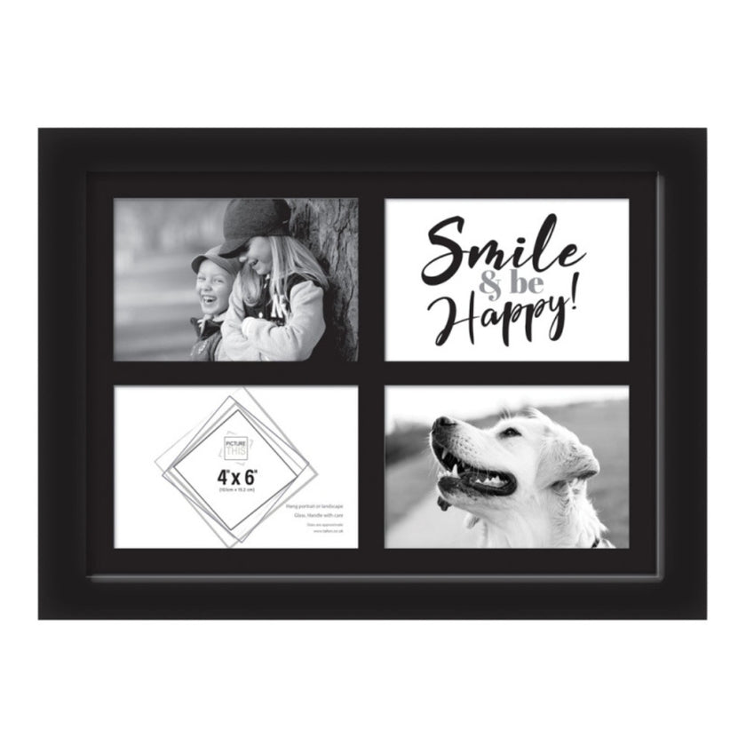 Tallon 4 Aperture Photo Frame - 10 x 15cm - Black