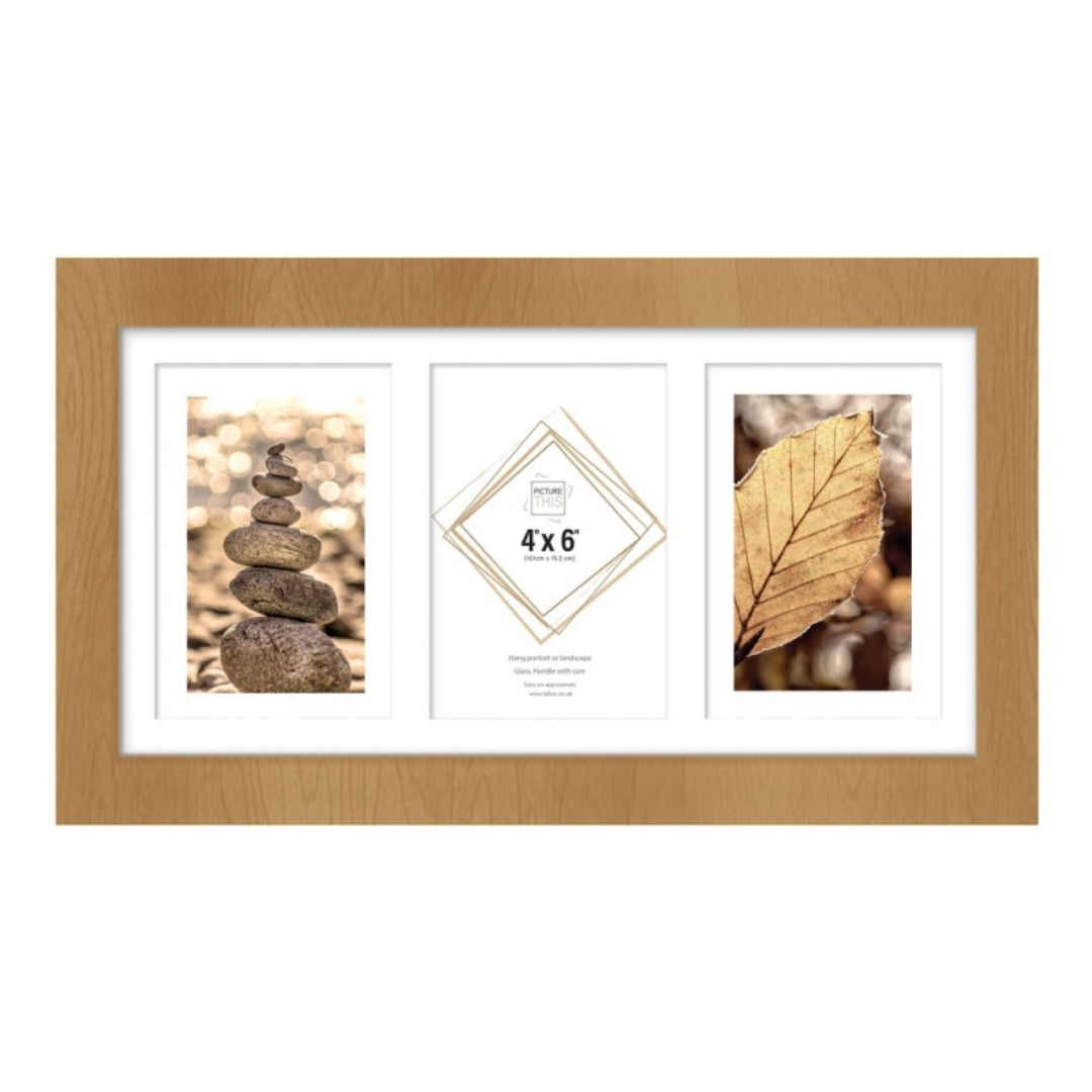 Tallon 3 Aperture Photo Frame - 10 x 15cm - Wood Effect