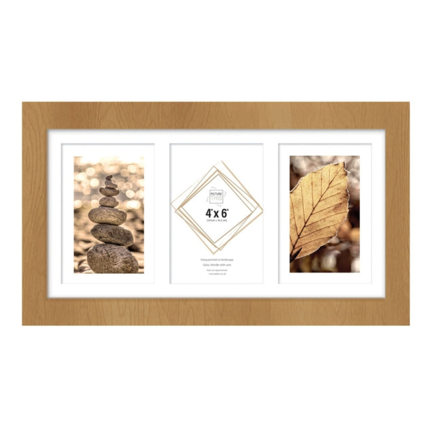Tallon 3 Aperture Photo Frame - 10 x 15cm - Wood Effect