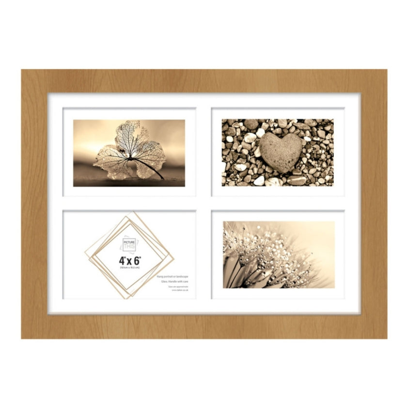 Tallon 4 Aperture Photo Frame - 10 x 15cm - Wood Effect