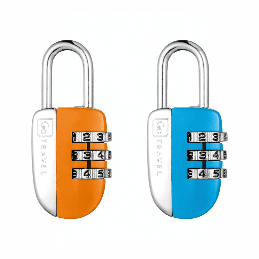 Go Travel - Mini Combi Twin Padlocks A Pack Of 2pcs - Orange/Blue