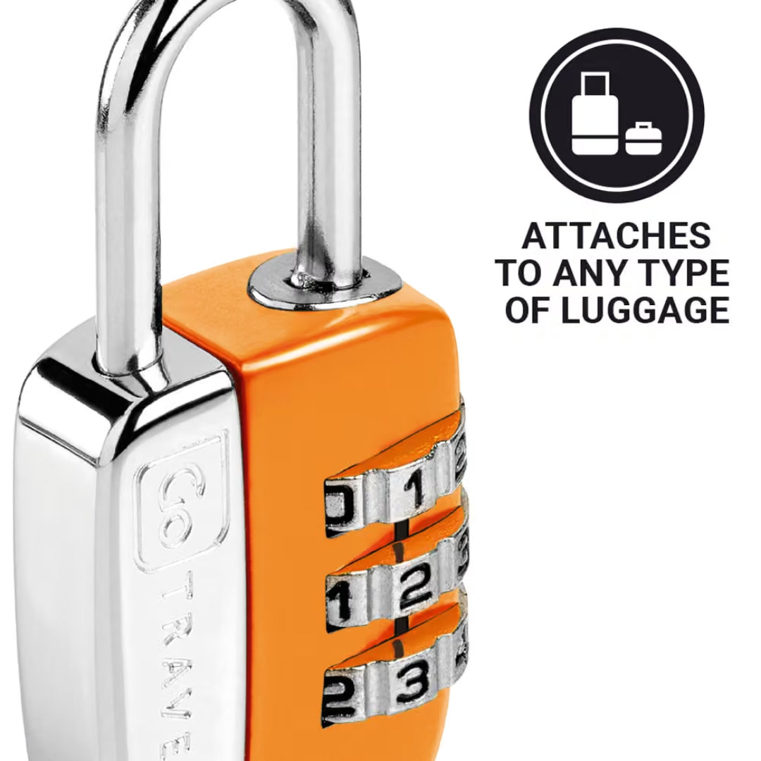 Go Travel - Mini Combi Twin Padlocks A Pack Of 2pcs - Orange/Blue