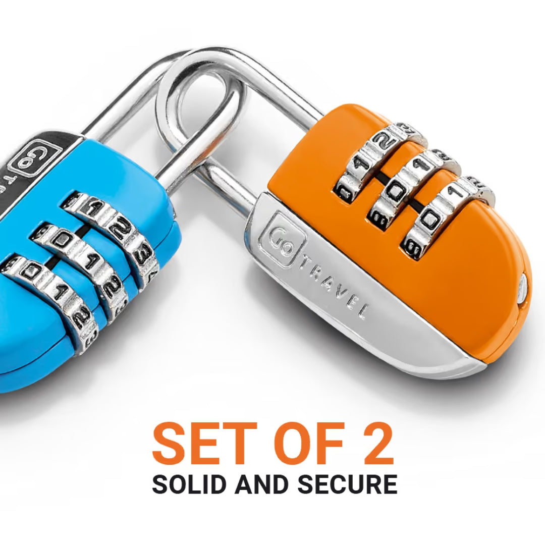 Go Travel - Mini Combi Twin Padlocks A Pack Of 2pcs - Orange/Blue