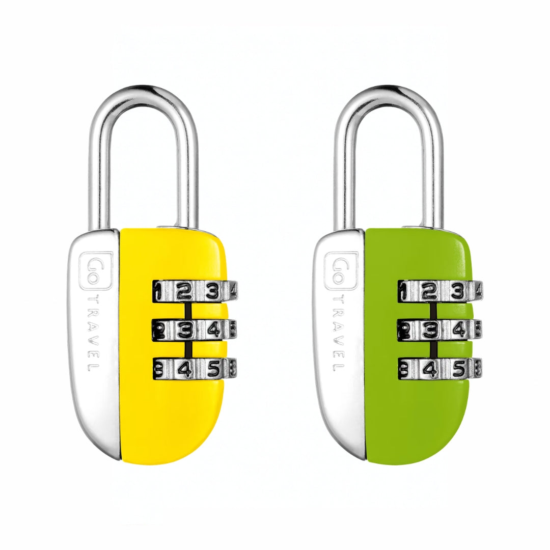 Go Travel - Mini Combi Twin Padlocks A Pack Of 2pcs - Yellow/Green