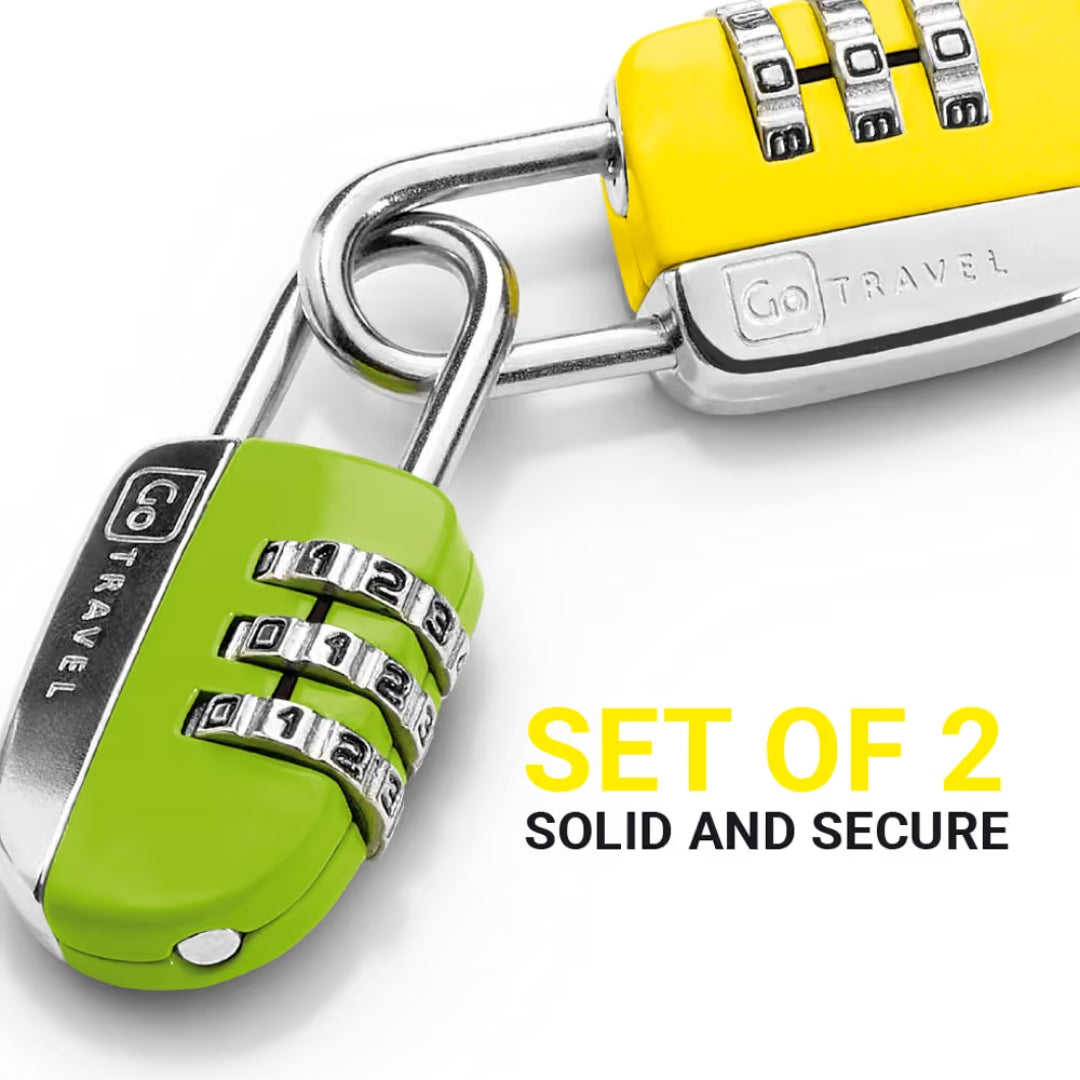 Go Travel - Mini Combi Twin Padlocks A Pack Of 2pcs - Yellow/Green