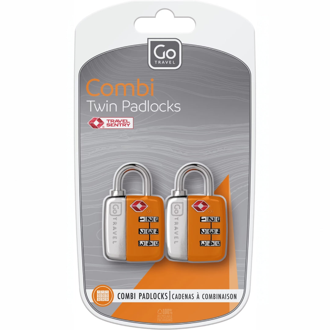 Go Travel - Combi Twin Padlocks A Pack Of 2pcs - Orange