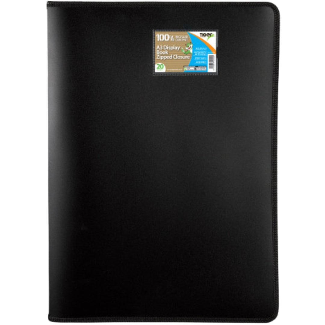 A3 Tiger Zipped Display Book - 20 Pockets