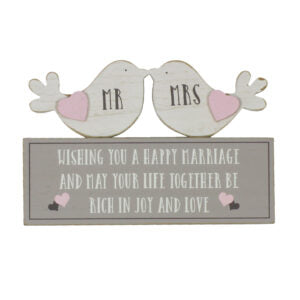 Happy Marriage Wooden Plaque 20 x 14 x 2 cm